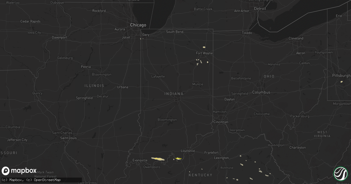 Hail map in Indiana on July 12, 2020