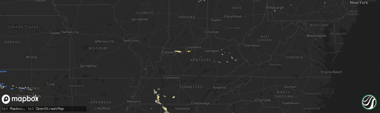 Hail map in Kentucky on July 12, 2020