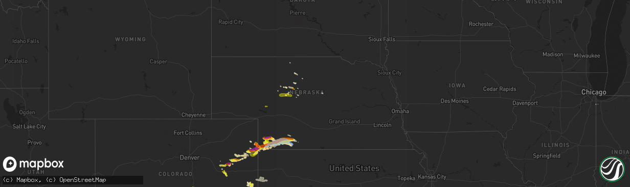 Hail map in Nebraska on July 12, 2020