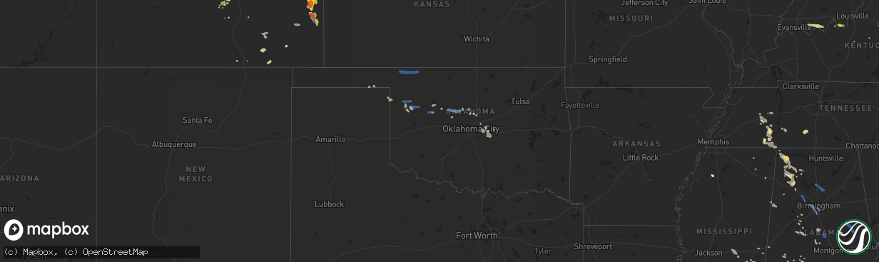 Hail map in Oklahoma on July 12, 2020