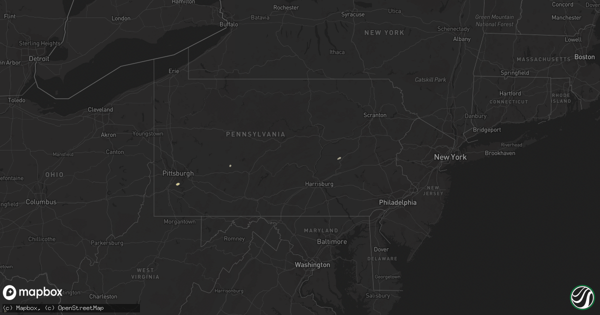 Hail map in Pennsylvania on July 12, 2020