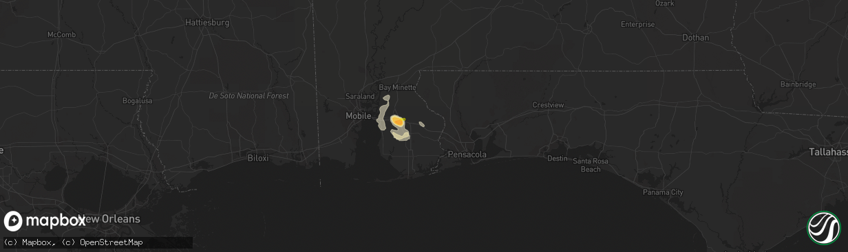 Hail map in Robertsdale, AL on July 12, 2020