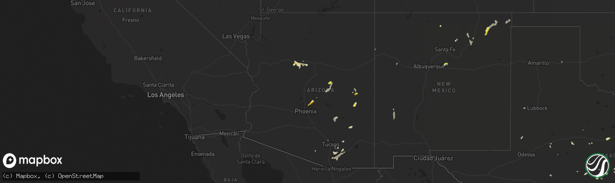 Hail map in Arizona on July 12, 2021