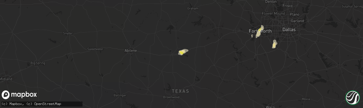 Hail map in Eastland, TX on July 12, 2021