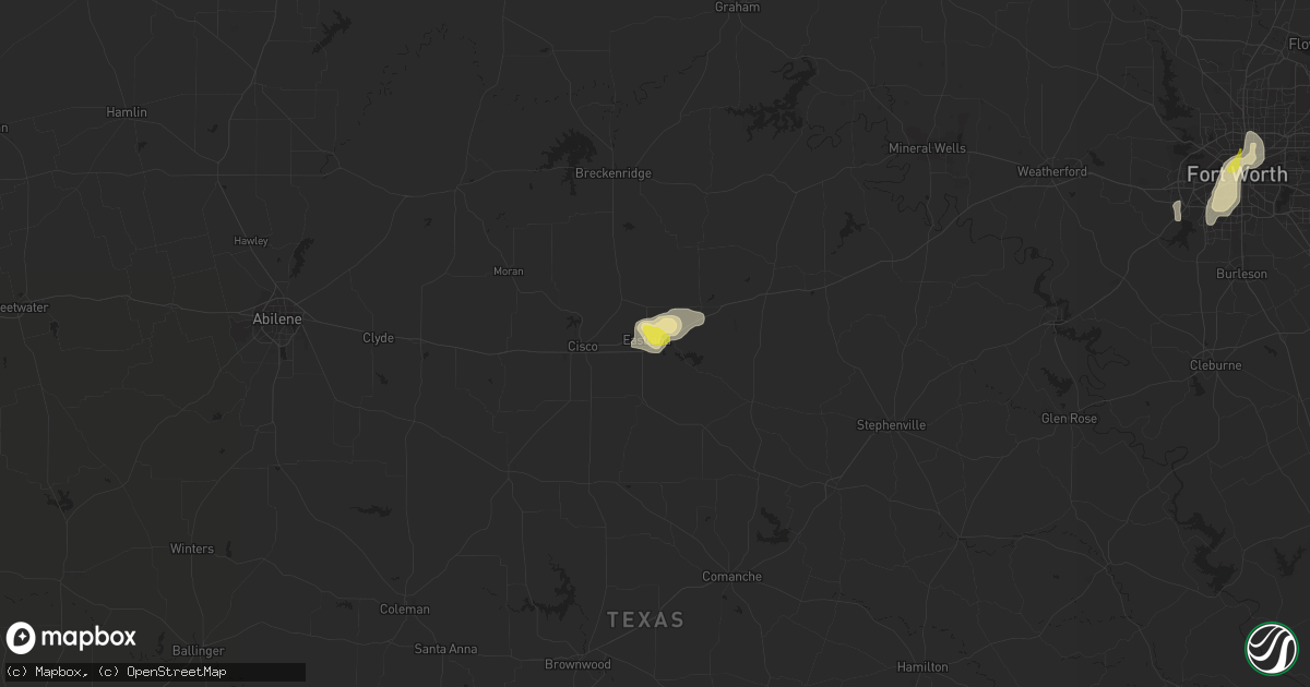 Hail map in Eastland, TX on July 12, 2021
