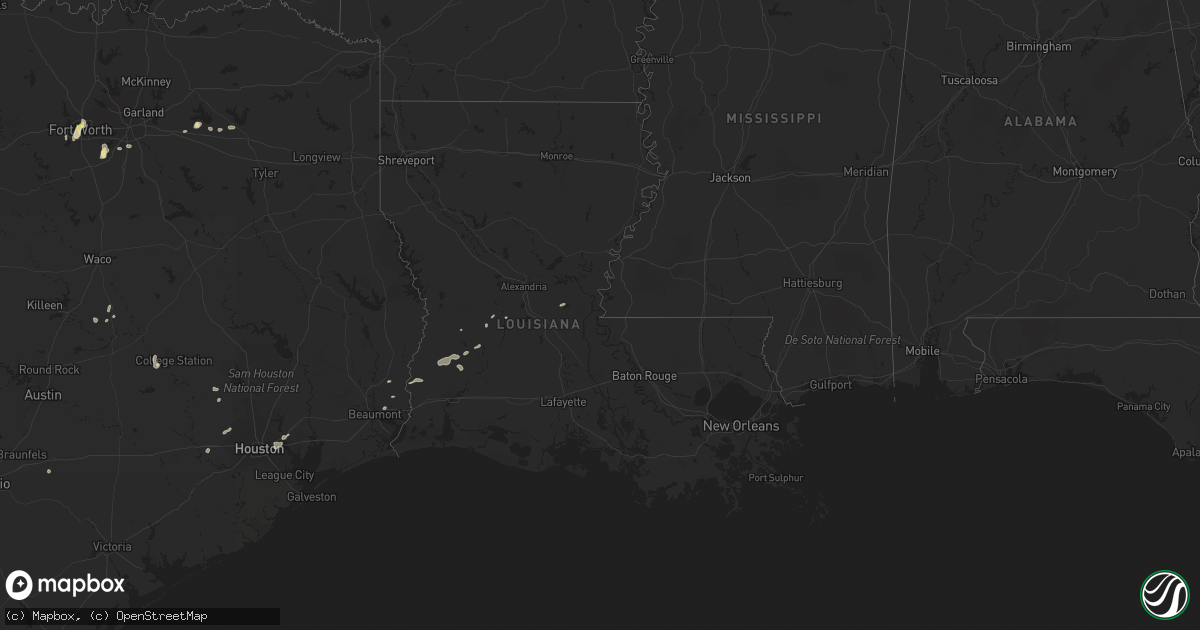 Hail map in Louisiana on July 12, 2021