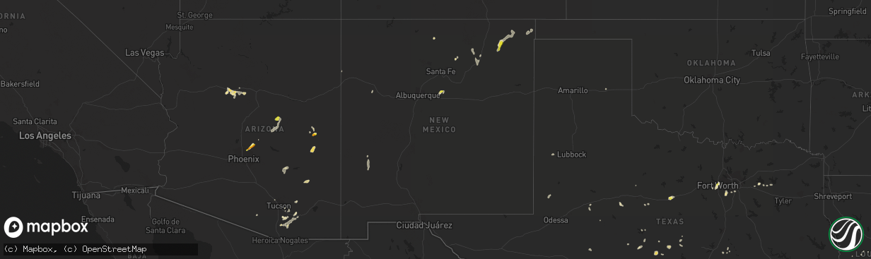 Hail map in New Mexico on July 12, 2021