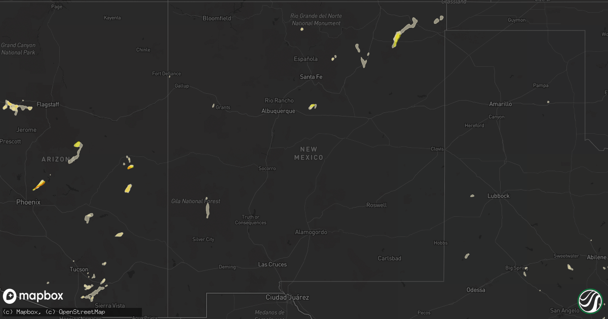 Hail map in New Mexico on July 12, 2021