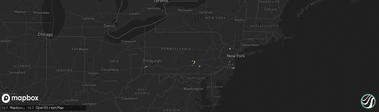 Hail map in Pennsylvania on July 12, 2021