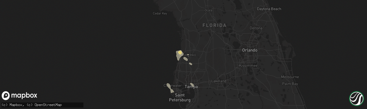 Hail map in Spring Hill, FL on July 12, 2021