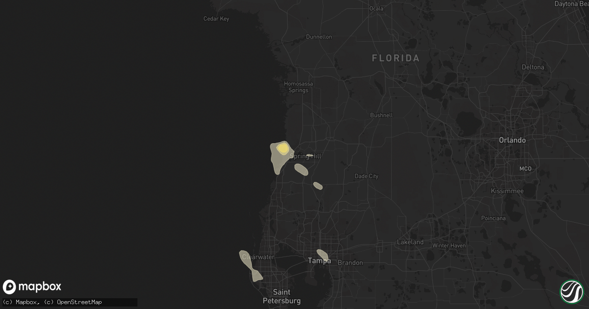 Hail map in Spring Hill, FL on July 12, 2021