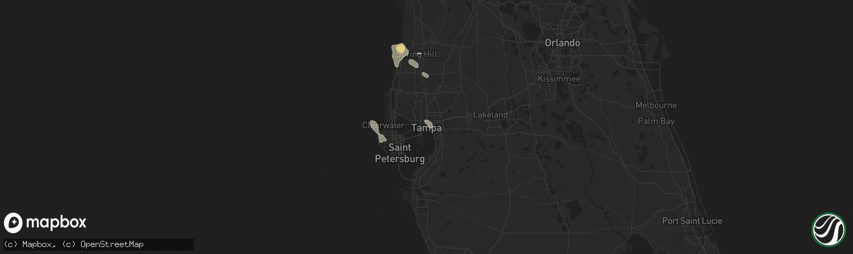 Hail map in Tampa, FL on July 12, 2021