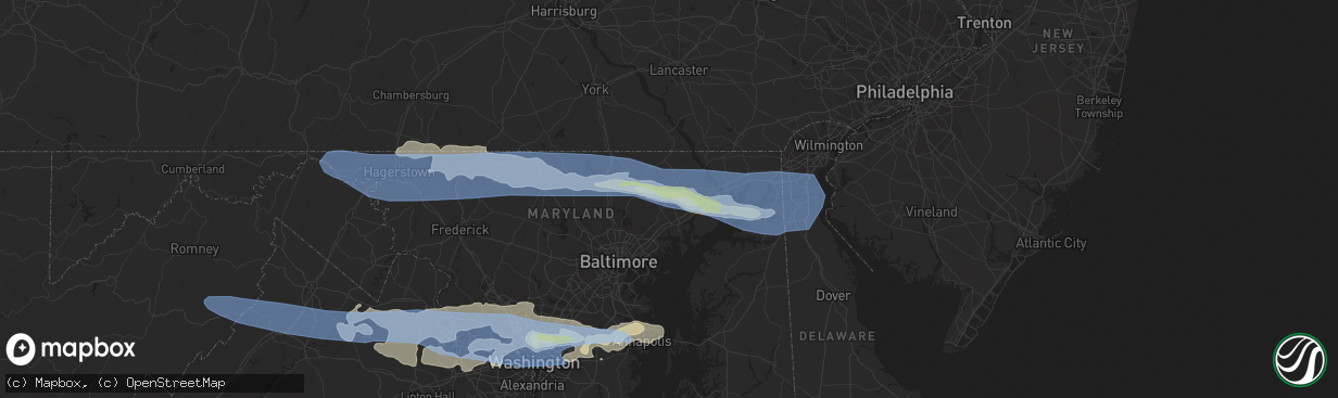 Hail map in Bel Air, MD on July 12, 2022