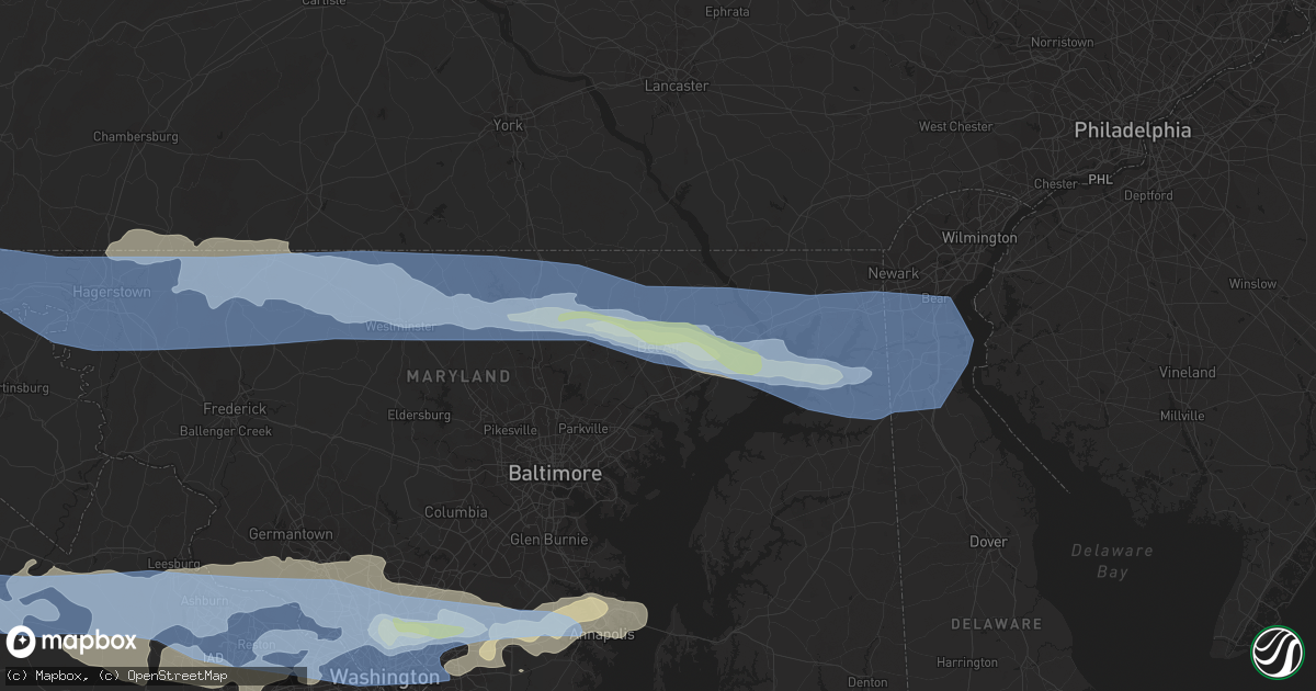 Hail map in Bel Air, MD on July 12, 2022