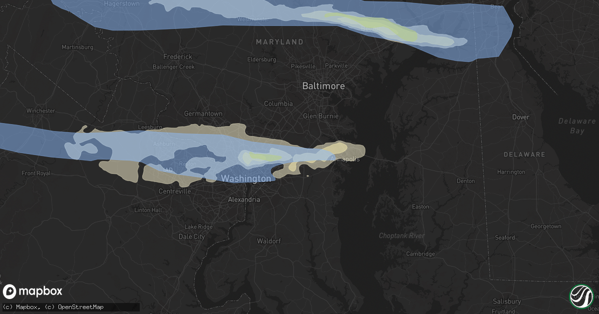 Hail map in Bowie, MD on July 12, 2022