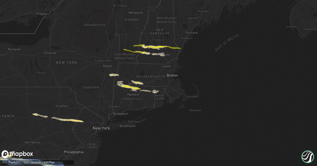 Hail map in Connecticut on July 12, 2022