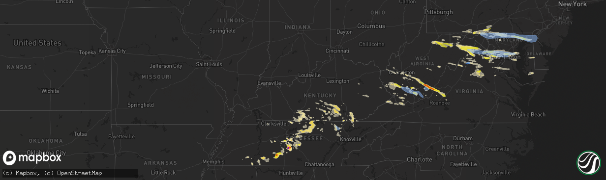 Hail map in Kentucky on July 12, 2022