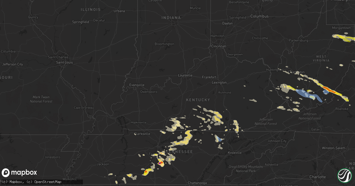 Hail map in Kentucky on July 12, 2022