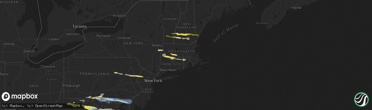 Hail map in Massachusetts on July 12, 2022