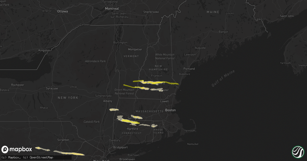 Hail map in New Hampshire on July 12, 2022