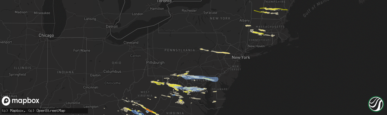 Hail map in Pennsylvania on July 12, 2022