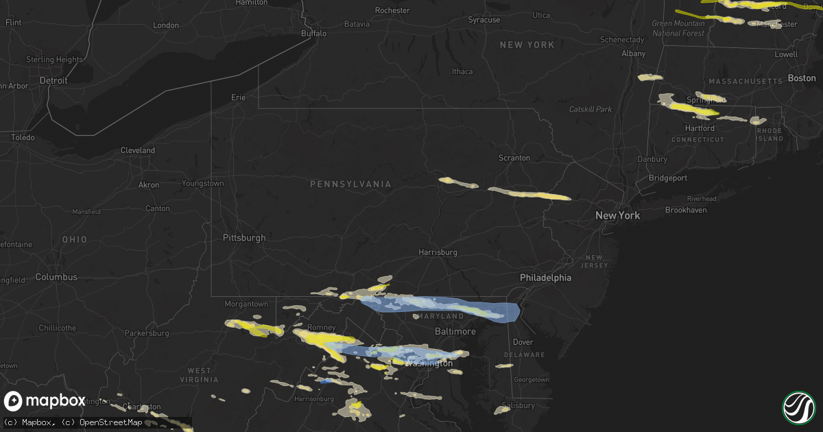 Hail map in Pennsylvania on July 12, 2022