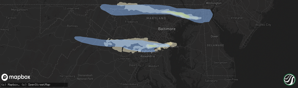 Hail map in Silver Spring, MD on July 12, 2022