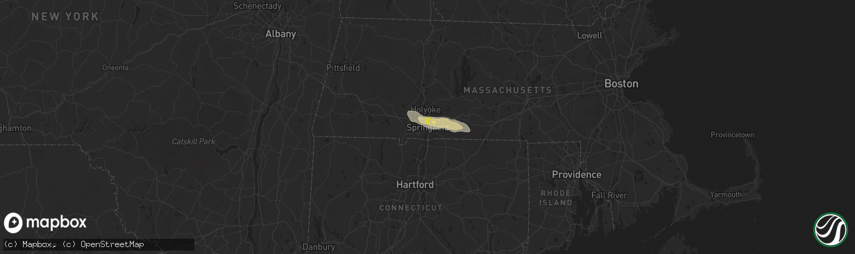 Hail map in Springfield, MA on July 12, 2022