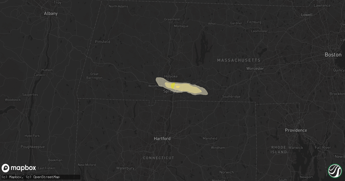Hail map in Springfield, MA on July 12, 2022