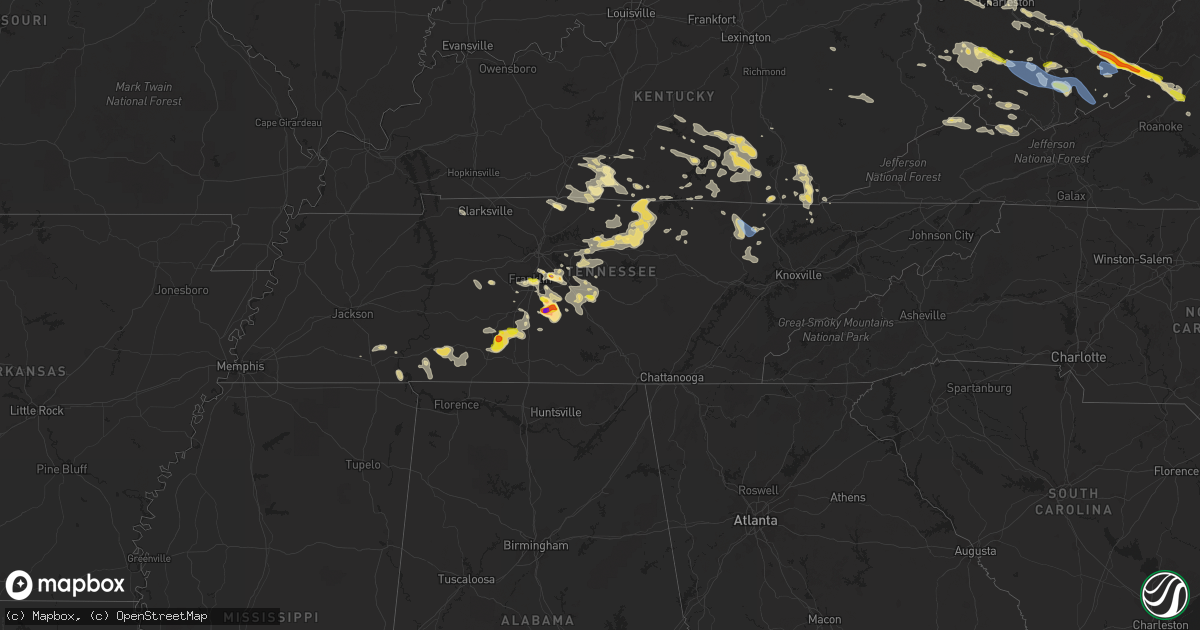 Hail map in Tennessee on July 12, 2022