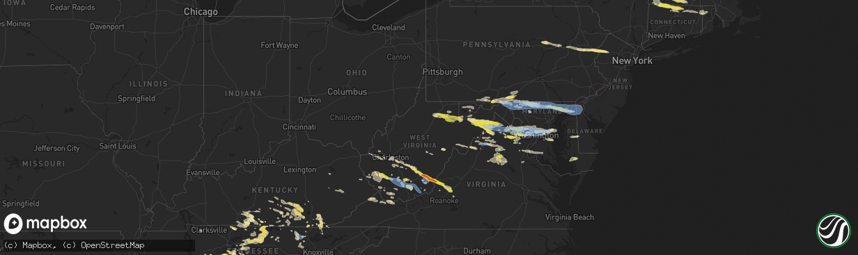 Hail map in West Virginia on July 12, 2022