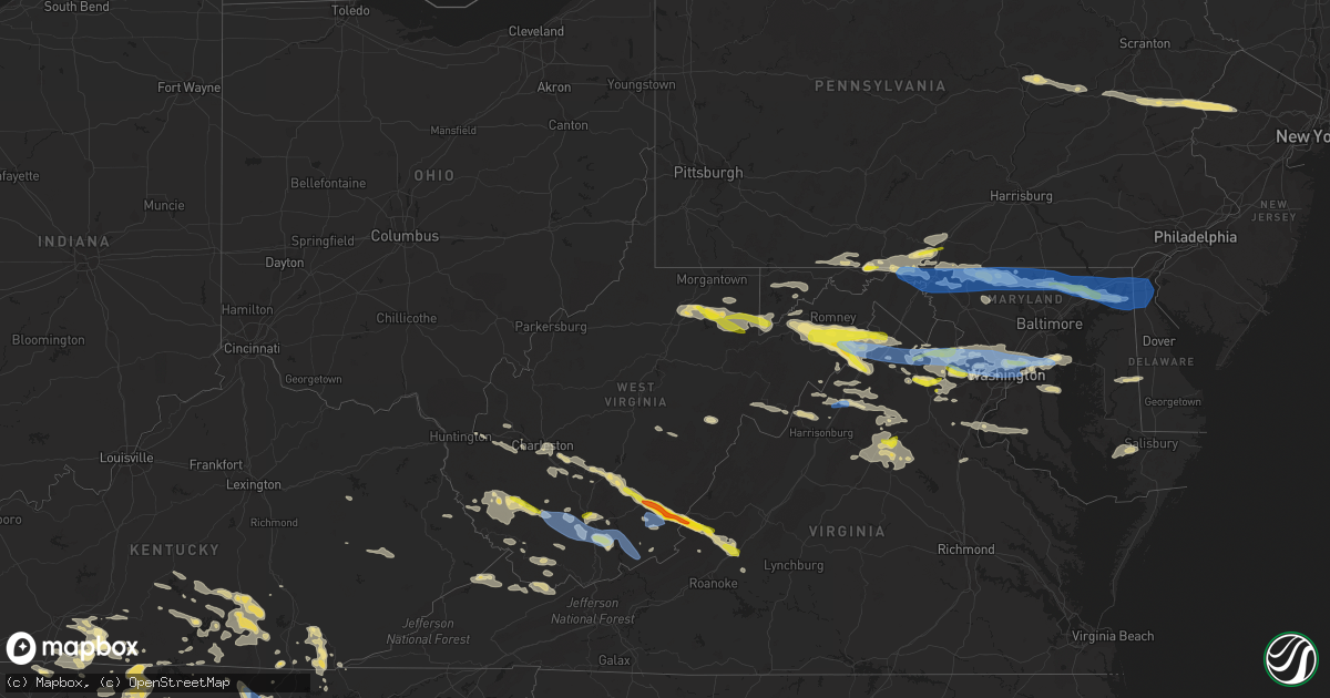 Hail map in West Virginia on July 12, 2022