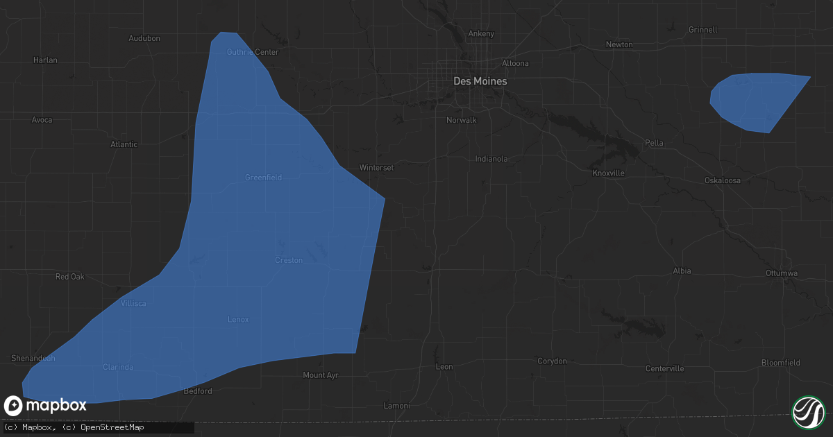 Hail map in Afton, IA on July 12, 2023