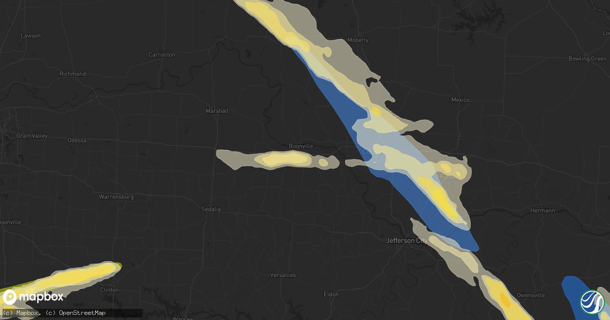 Hail map in Boonville, MO on July 12, 2023