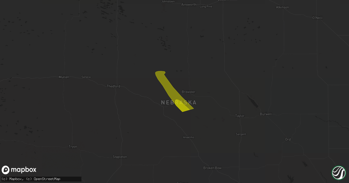 Hail map in Brewster, NE on July 12, 2023
