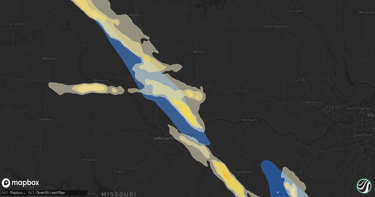 Hail map in Fulton, MO on July 12, 2023