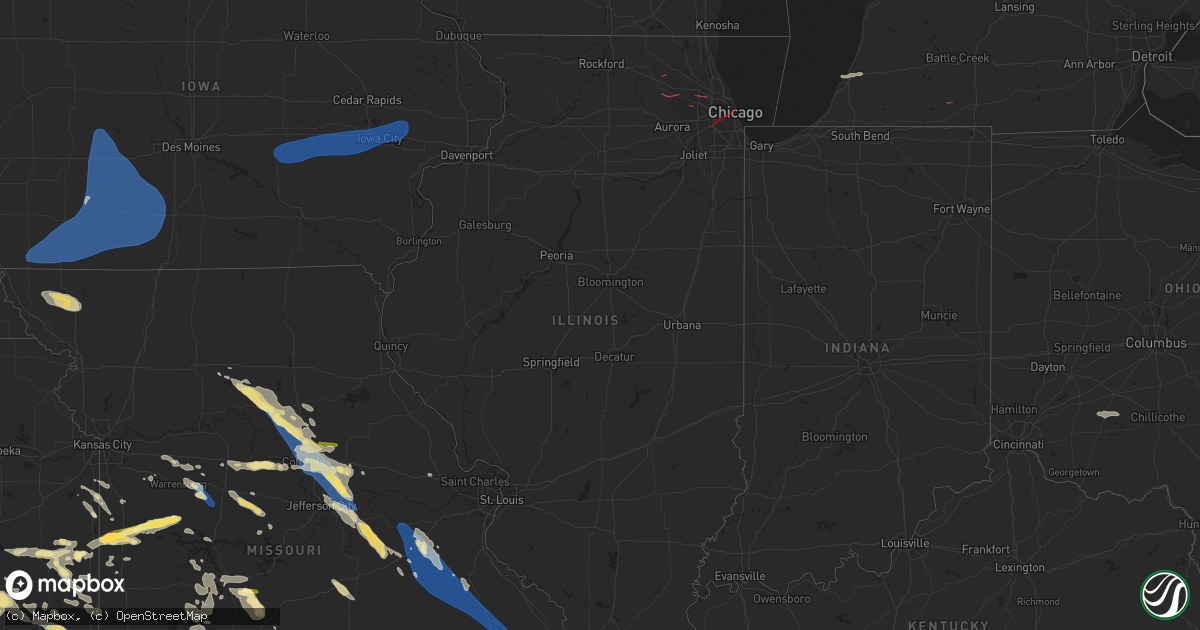Hail map in Illinois on July 12, 2023