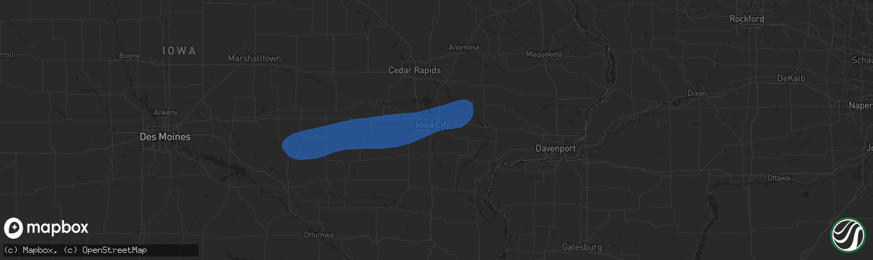 Hail map in Iowa City, IA on July 12, 2023