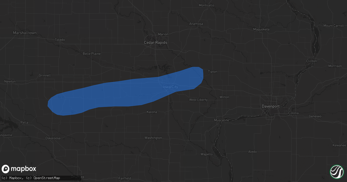 Hail map in Iowa City, IA on July 12, 2023