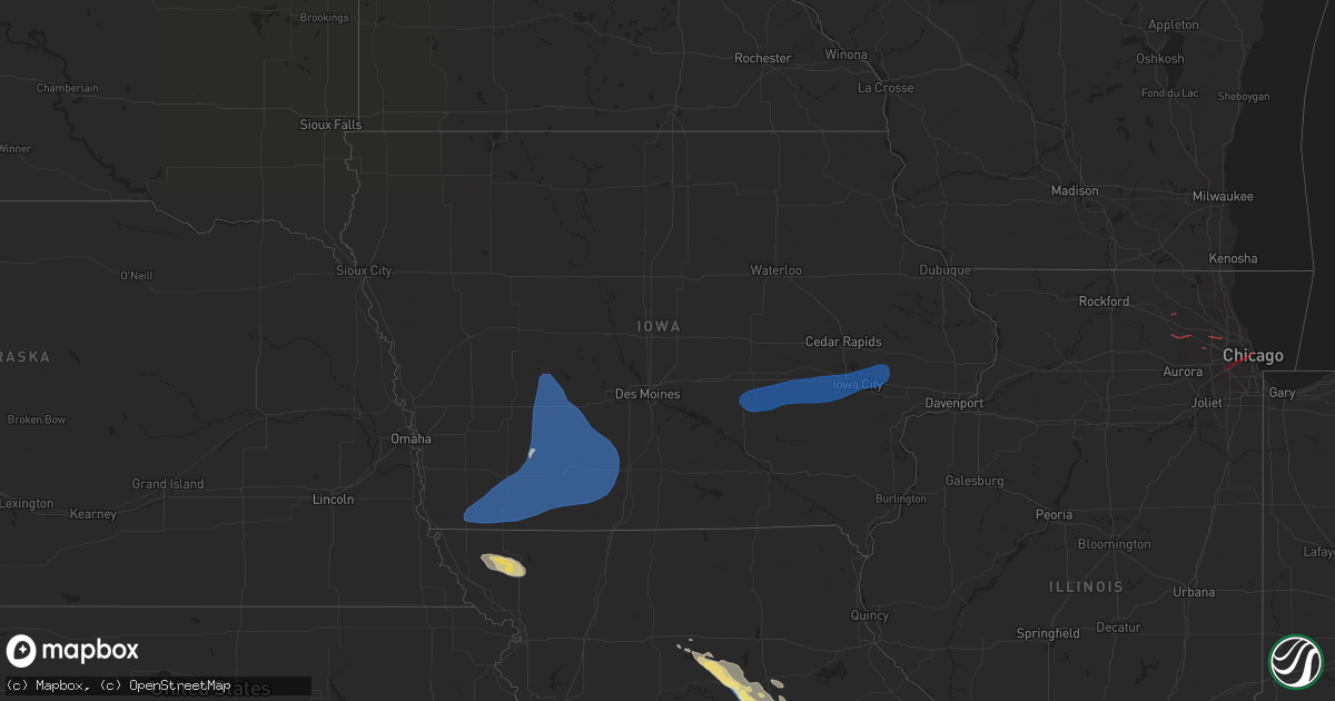 Hail map in Iowa on July 12, 2023