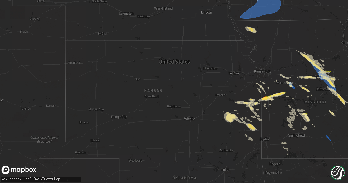 Hail map in Kansas on July 12, 2023