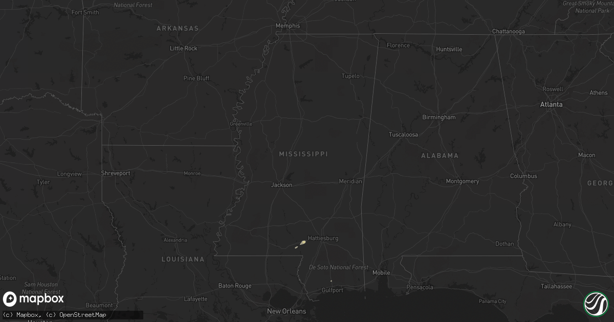Hail map in Mississippi on July 12, 2023