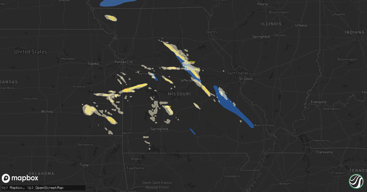 Hail map in Missouri on July 12, 2023