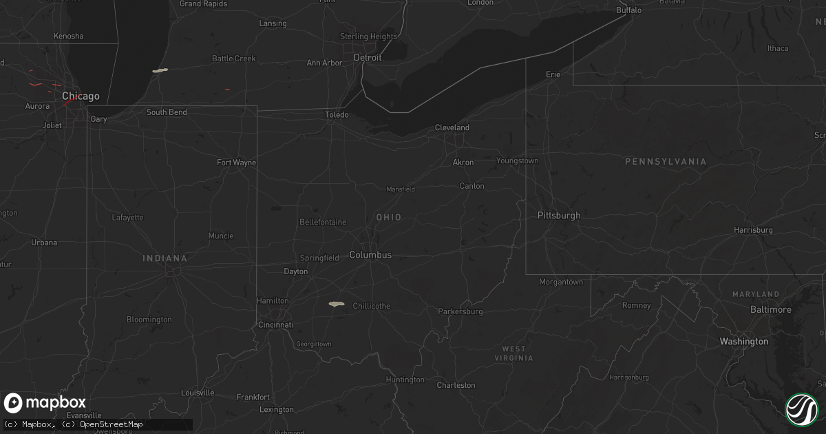 Hail map in Ohio on July 12, 2023
