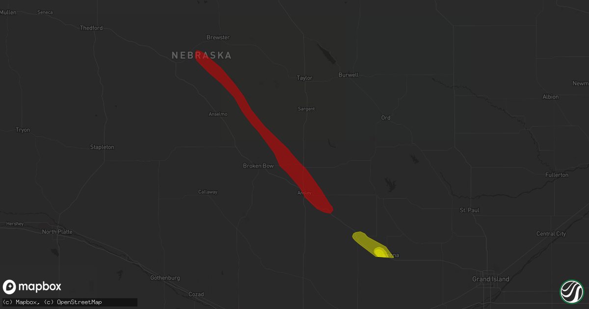 Hail map in Purdum, NE on July 12, 2023
