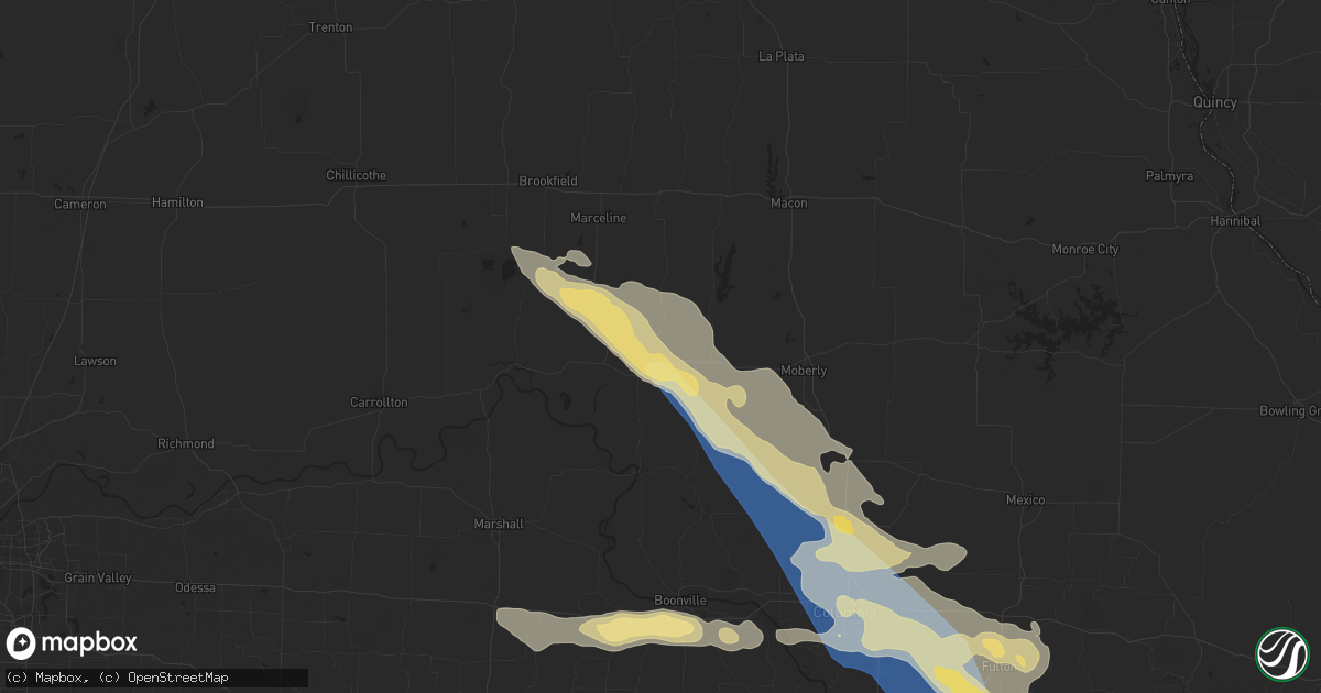Hail map in Salisbury, MO on July 12, 2023