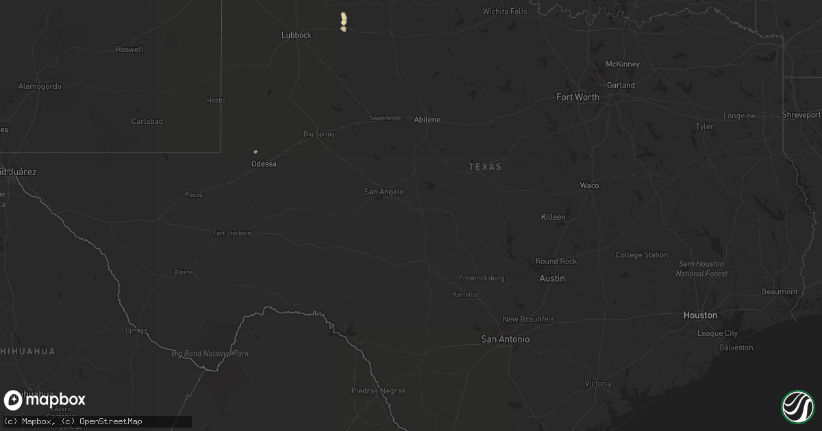 Hail map in Texas on July 12, 2023