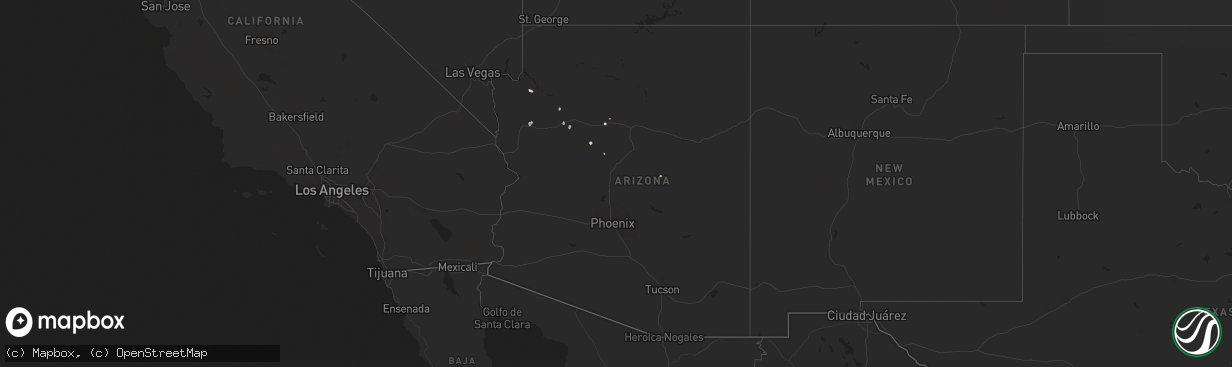 Hail map in Arizona on July 12, 2024