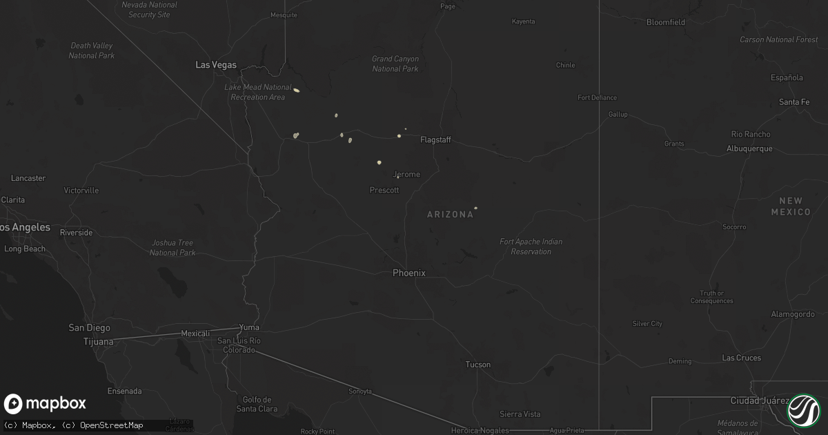 Hail map in Arizona on July 12, 2024