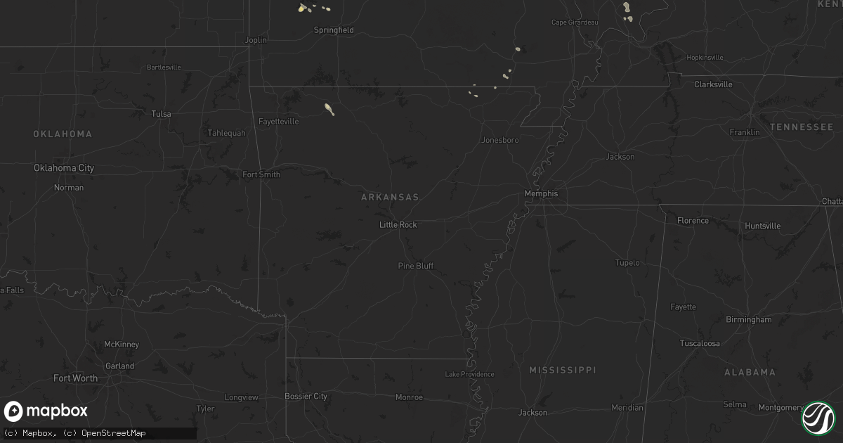 Hail map in Arkansas on July 12, 2024